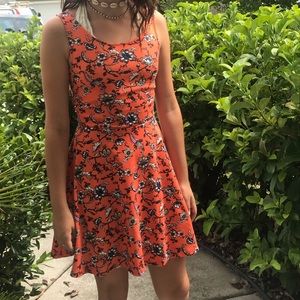 Orange floral dress